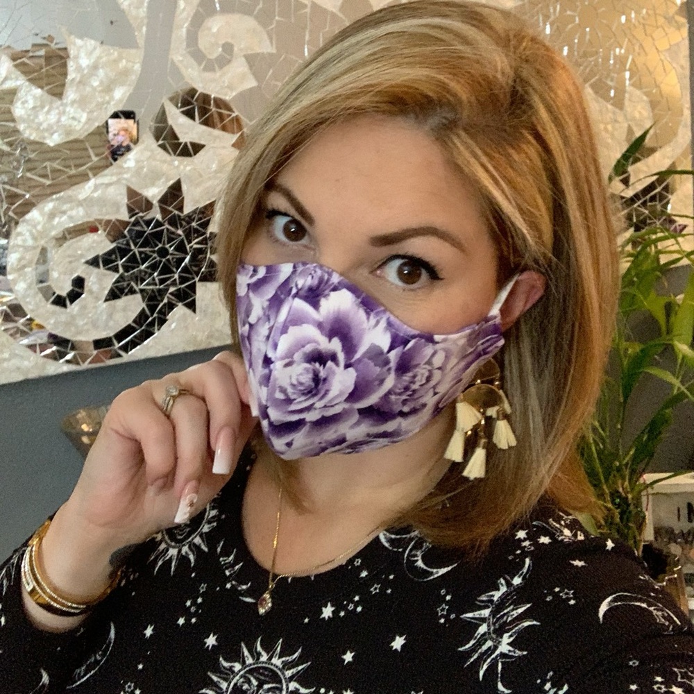 Purple roses mask reversible and double filter